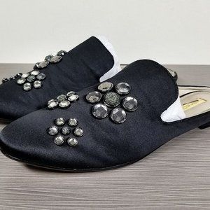 Louise et Cie Felix II Crystal Flower Mule, Black, Womens Size 8.5 M / 38.5